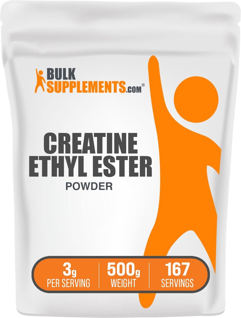 BulkSupplements.com Creatine Ethyl Ester HCl Powder - Creatine Supplement, Creatine Ethyl Ester Powder - Unflavored & Gluten Free, 3g per Serving, 500g (1.1 lbs) (Pack of 1)