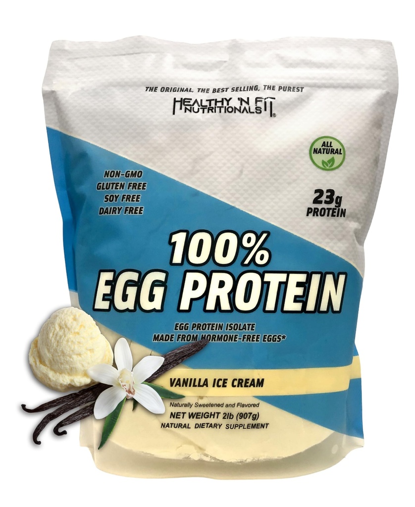 Healthy 'N Fit 100% Πρωτεΐνη Αυγού-Πρωτεΐνη βανίλιας (2lb): 100% Λευκή Πρωτεΐνη Αυγού Plus Φυσικές Πεπτίδες. Καθαρή, Όλα Φυσικά Γλυκασμένη Πρωτεΐνη