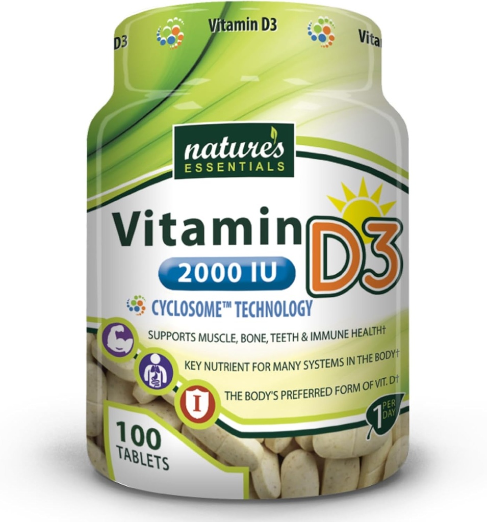 N Vitamin D3 2000IU | Immune Support | Gelişmiş Cyclosome Liposomal Delivery | Non-GMO, Gluten Free, Vegetarian | 100 Tablet