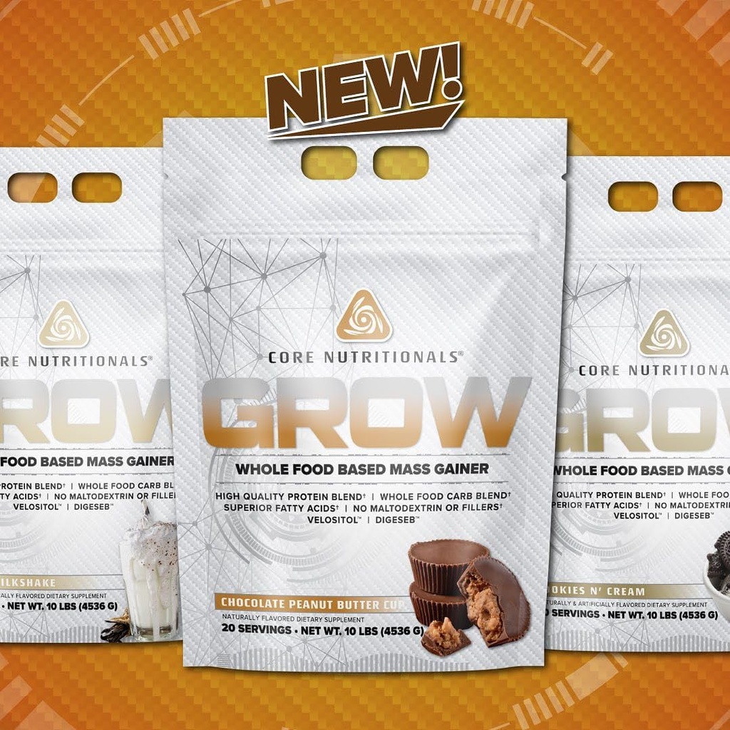 Core Nutritionals Grow Mass Liger | Tüm Gıda Otomobili + Protein Mix | Maltodextrin Free | 880 Calories, 50g Protein | 10 Pound (Vanilla Milkshake)