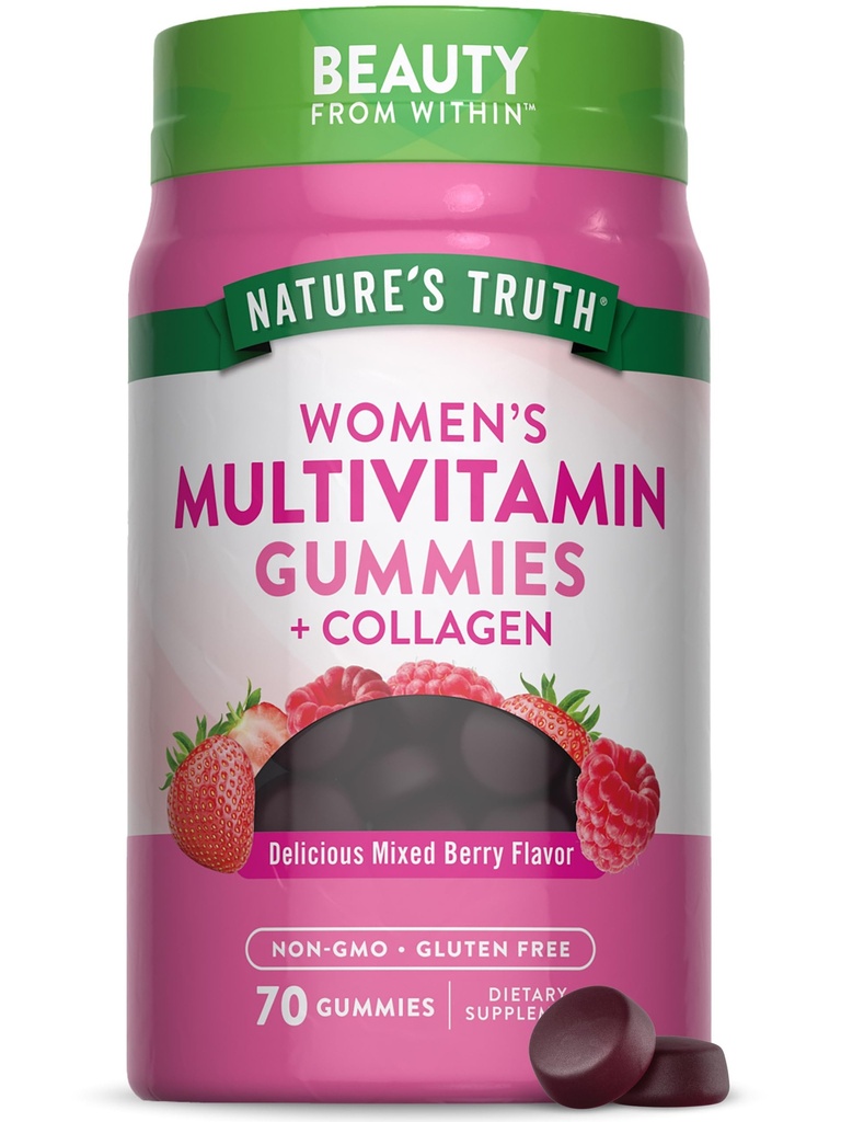 Nature's Truth Womens Multivitamin Gummies Plus Collagen & Biotin | 70 Count | Non-GMO & Gluten Ücretsiz Supplement