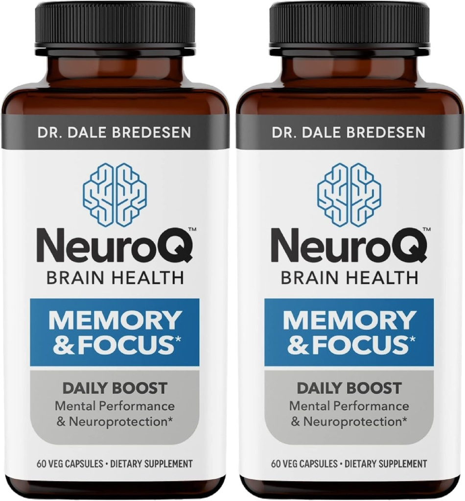 NöroQ Memory & Focus - Bilişsel Performans ve Beyin Fonksiyonları - Dr. Dale Bredesen - Gotu Kola Ginkgo Phosphatidylserine & Propolis - 60 Capsules (Pack of 2)