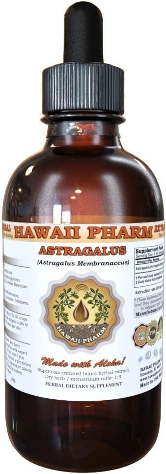 HawaiiPharm Astragalus Sıvı Ekstraksiyon, Organik Astragalus (Astragalus membranaceus) kuru Kök Tincture Supplement 4 oz