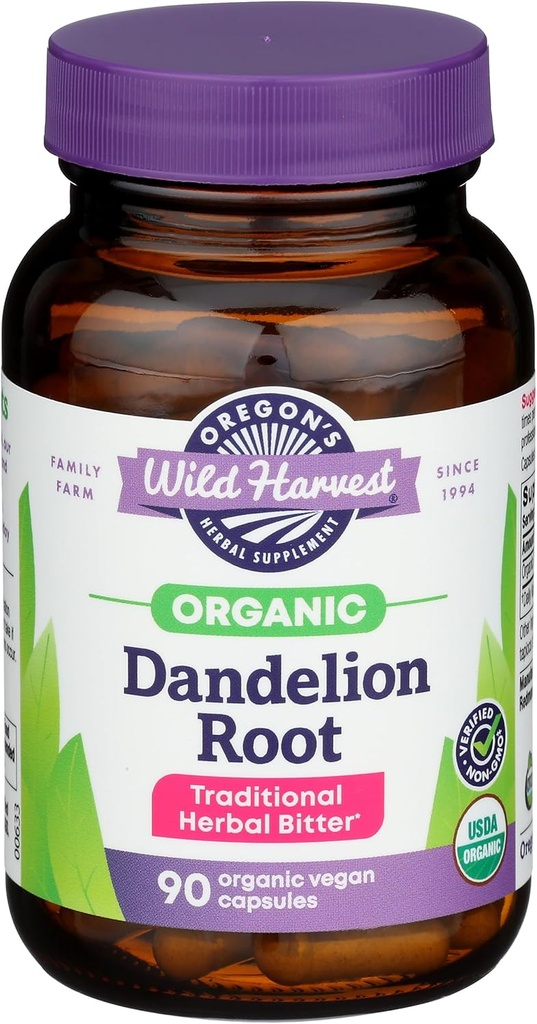 Oregon'un Wild Harvest Dandelion Root Organic Supplement, 90 Count