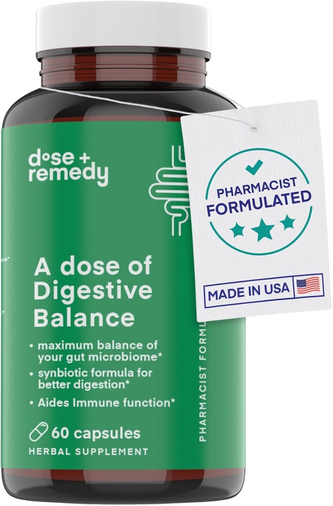 A doz Digestive Balance-Gut Health Supplement-USDA-Kombucha, 7 Probiyotik Strains and Prebiyotiks for Microbiome-Digestive Enzymes for Digestion-Bloating Relief for Women and Men
