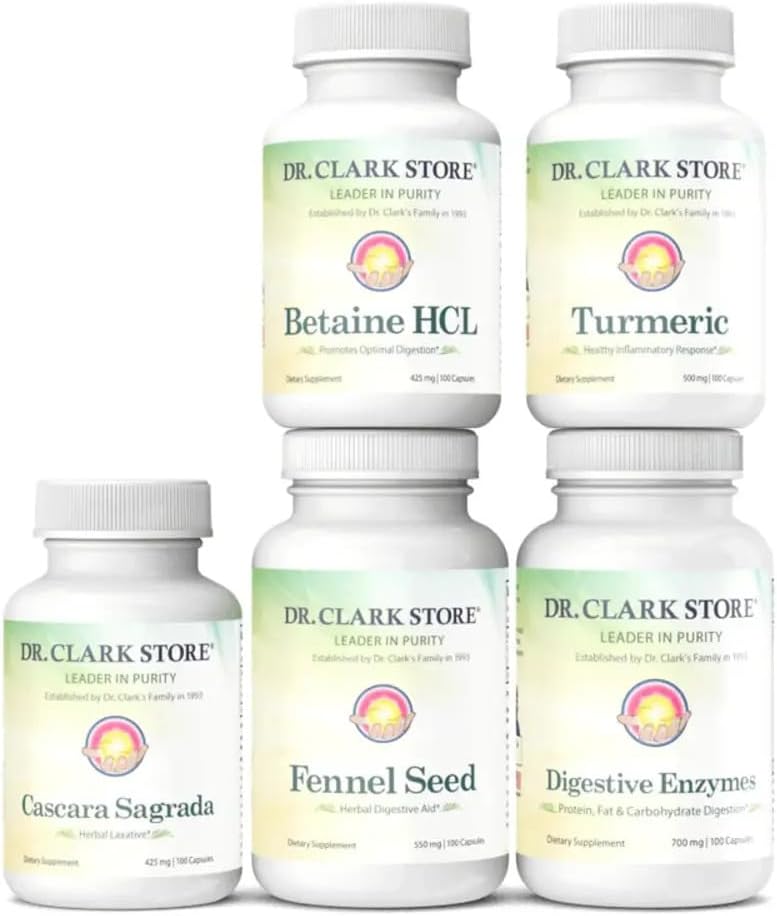 Dr. Clark Digestive Aid - Digestive Diyetary Supplement Colon Cleanse - Dengeler Intestinal Organizm ve - Nutrient Aborpsiyon - 17 Days Cleanse