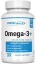 PE Science Omega-3+, 440 mg ve 240mg DHA Fish Oil Supplement, Easy to Swallow Small Dimension Softgel, No Taste, 60 Hizmetler