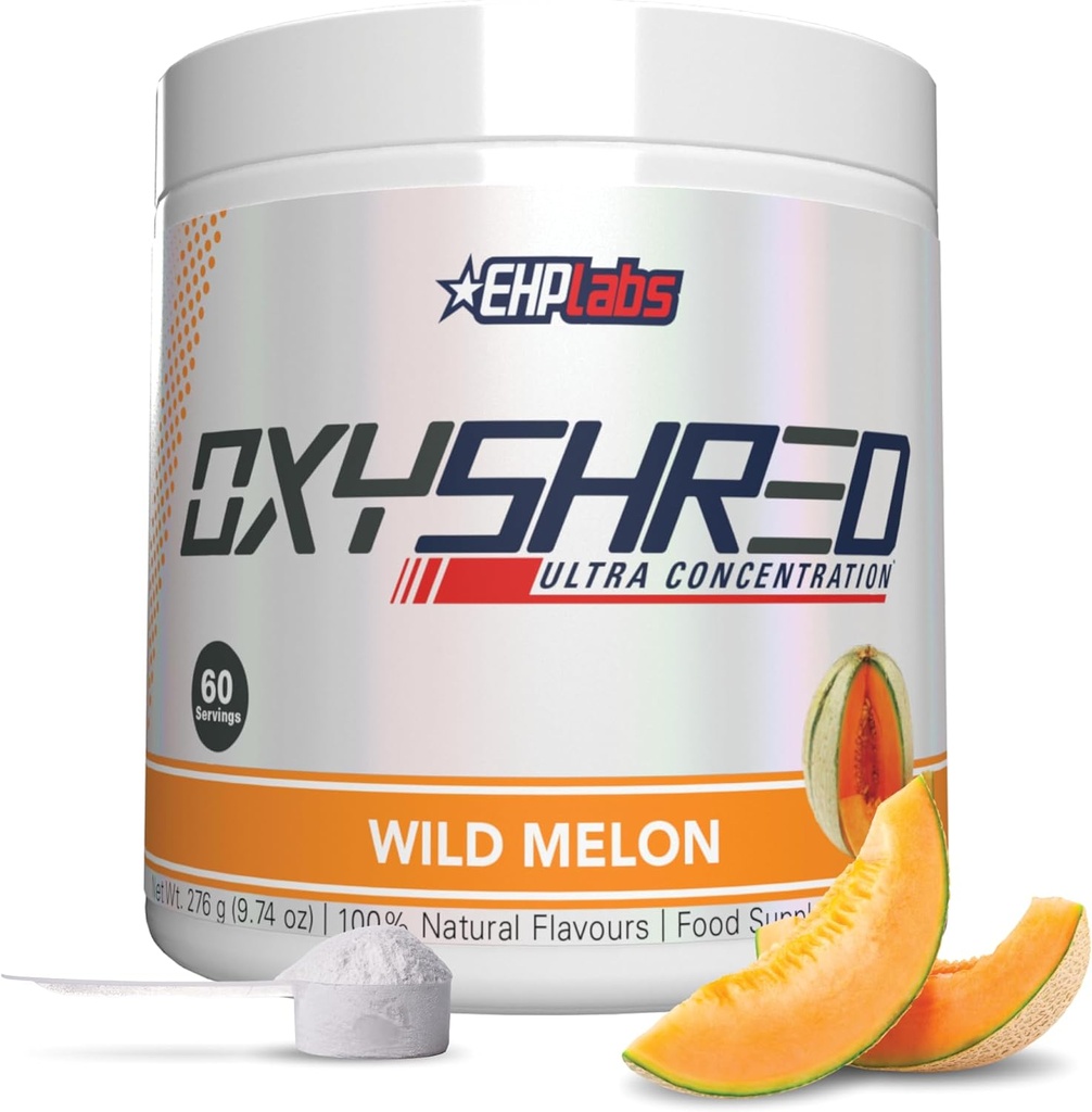 EHP Laboratuvarları OxyShred Pre Workout Toz & Kedding Supplement - L Glutamine & Acetyl L Carnitine, Enerji Boost Drink - Wild Melon, 60 Hizmetler