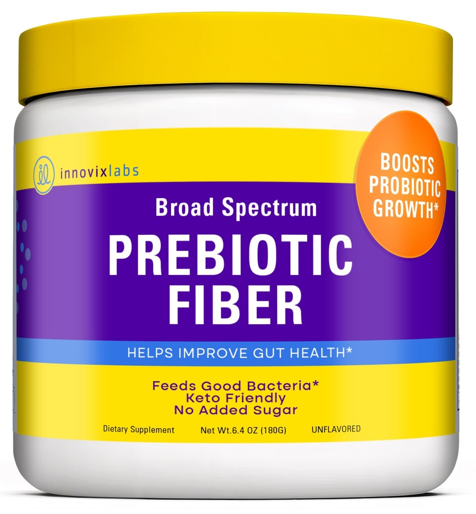InnovixLabs Prebiyotik Fiber Toz for Gut & Digestive Health, High Fiber Supplement for Women and Men with Chicory Root, FOS, Acacia, Inulin, ► & In unknown Fiber, NoEDIT Sugar, 30-Day Supply