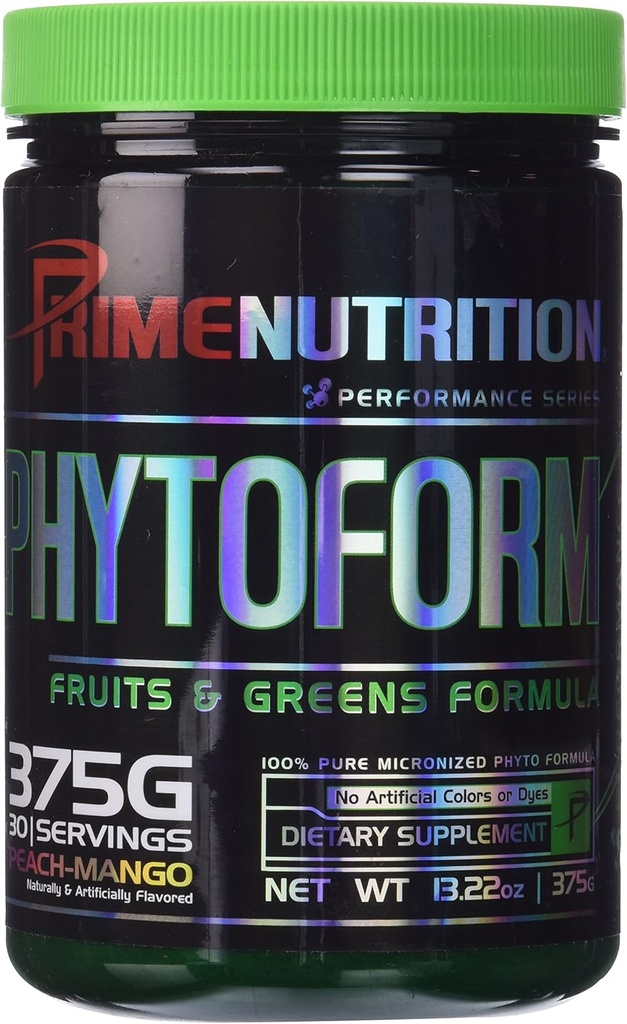 Phytoform | Meyveler ve Yeşiller | Prime Beslenme | 375g | 30 Hizmet (Peach-Mango)