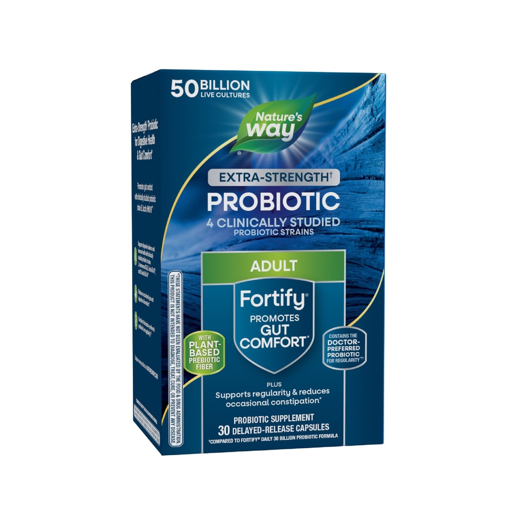 Nature's Way Extra Strength(1) Οχυρώστε Probiotic, Probiotics για Digestive Health, Prebiotics, 50 Billion Live Cultures, Digestive & Immune Health Support*, 30 Κάψουλες