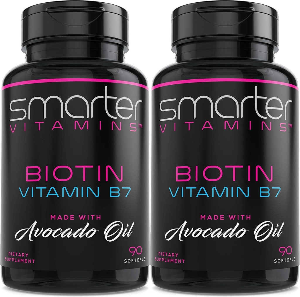 (2 Pack) Aokado yağında Smarter Biotin 5000mcg, B7, Non-GMO, 90 Mini Liquid Softgels, No Soy