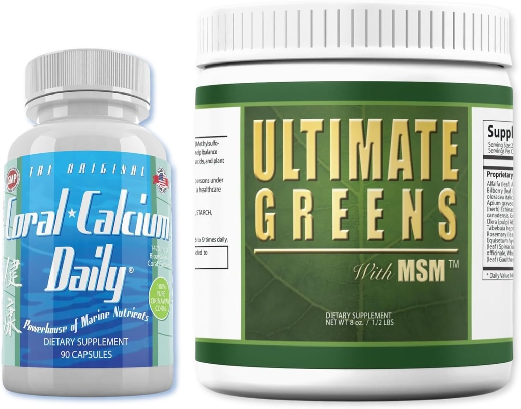 Καθημερινή Υγεία - Coral Calcium Καθημερινή & Ultimate Daily Greens με MSM σκόνη (1 μήνας προσφοράς)