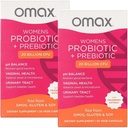 2 Pack Omax Prebiyotiks & Probiyotiks Kompleks for Women, pH Balance, Vaginal Health, Urinary Tract, Yeast, UTI/BV Prevention, Bloating pH 20 Milyar C | Vegan, Organik, Gluten Free, 60 Vege-Capsules