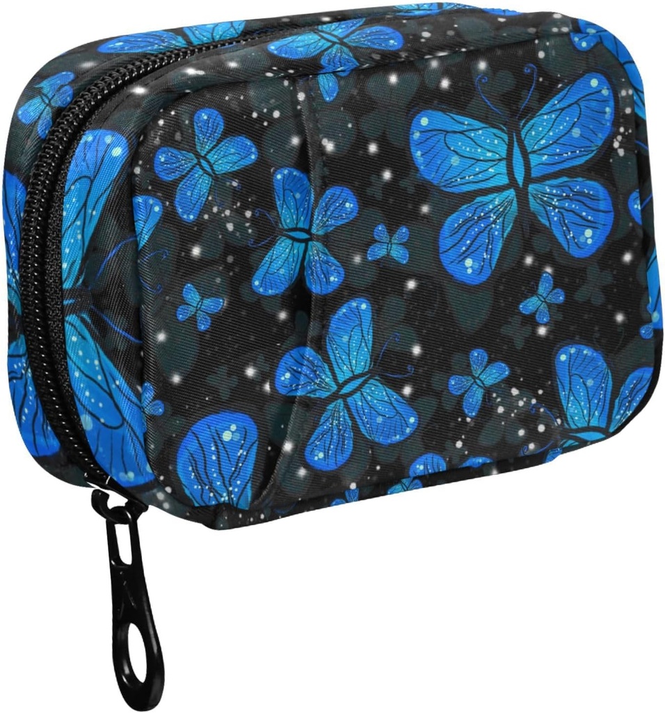 Fustylead Blue Butterfly with Night Gradient Color Pill Organizers 2 Times A Day Pill Case Bag with Surface Portable Weekly Pill columnss for Vitamin Supplement Supplement Supplement Supplement