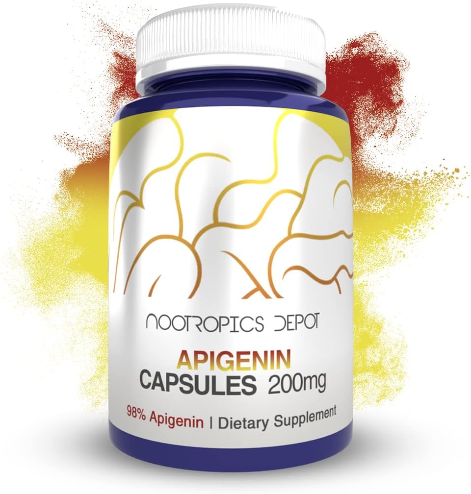 Nootropics Depot Apigenin Capsules | 200 mg | 120 Kont | >98% Apigenin | Sağlıklı Stres Seviyelerini Destekler
