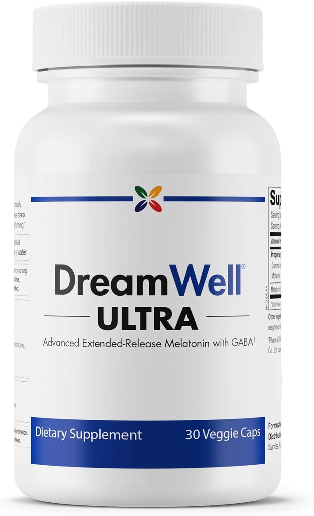 Σταμάτημα γήρανσης τώρα - DreamWell Ultra - Προηγμένη μελατονίνη με GABA - Νευρικότητα και άγχος ανακούφιση, υποστήριξη ύπνου - Μη υπνηλία και μη-Habit Forming - 30 Vcaps