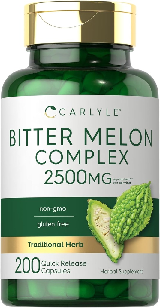 Carlyle Bitter Melon Capsules 2500 mg | 200 Count | Non-GMO & Gluten Free Extract | Kompleks Supplement