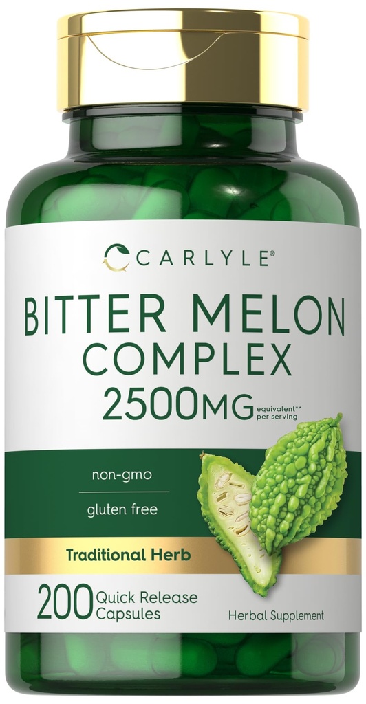 Carlyle Bitter Melon Capsules 2500 mg | 200 Count | Non-GMO & Gluten Free Extract | Kompleks Supplement