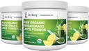 Dr. Berg's Raw Wheatgrass Juice Toz (60 Hizmet) - USDA sertifikalı Organik Buğdaygras Toz w / Chlorophyll, Trace Minerals & Natural Enzymes - Ultra-Concented - Lemon Flavor w/ Stevia 3 Pack