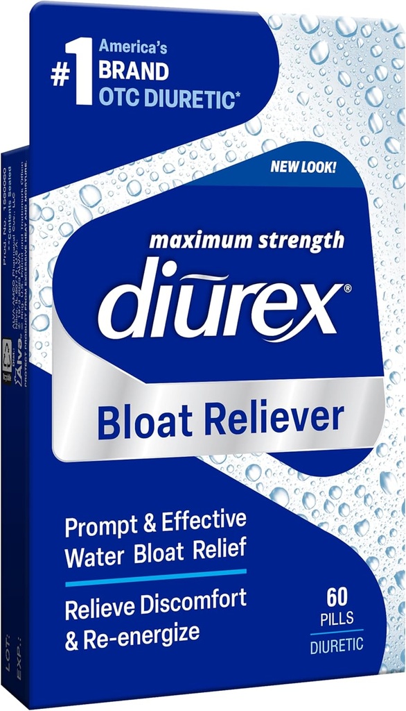 Diurex Bloat Reliever | Relieve Water Bloat, Puffiness, Swelling & Fatigue | Re-Energize | Maksimum Kuvvet | 60 Kont