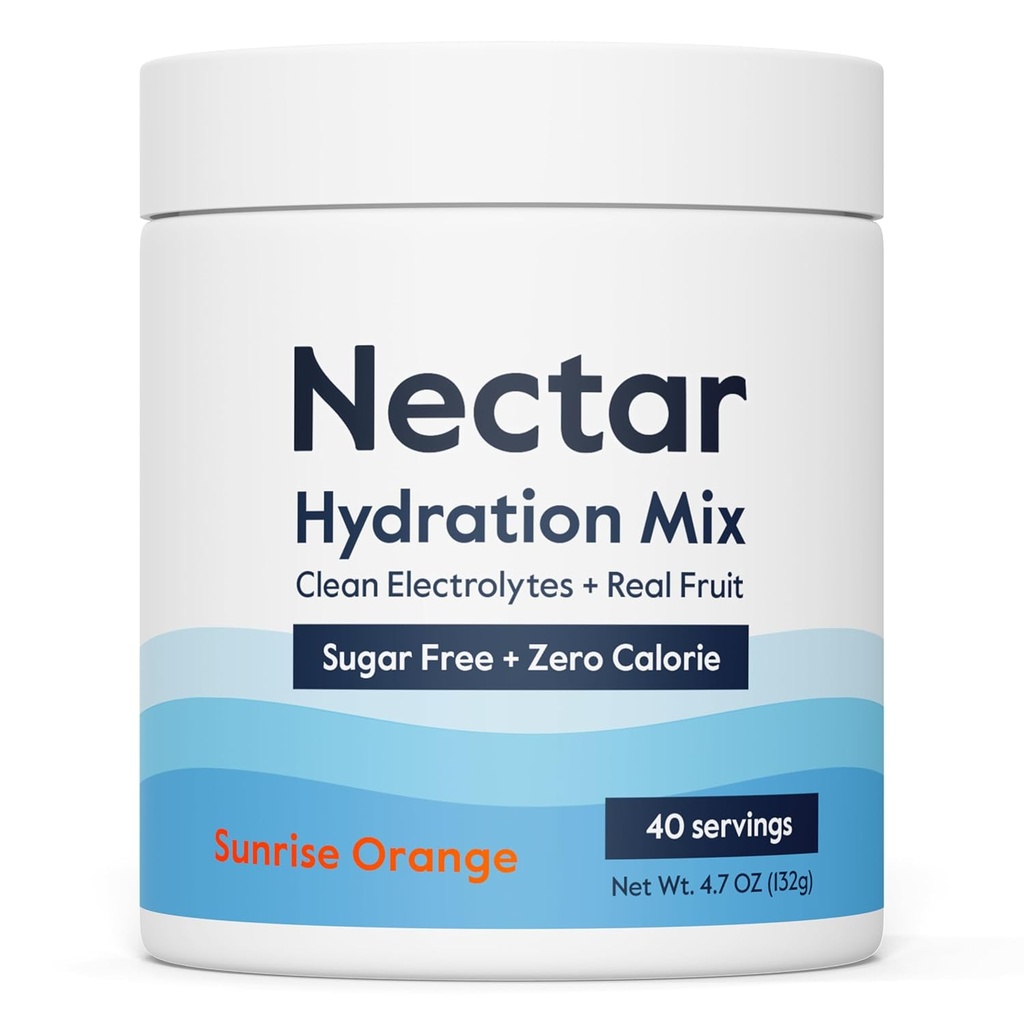 Nectar Sugar Free Electrolytes Toz - Organik Meyveler Şeker veya Calories - Hydration Toz Dehidrasyon Yardımı ve Hızlı Rehidrasyon - Keto ve Paleo (Orange 40 Hizmet Tub)