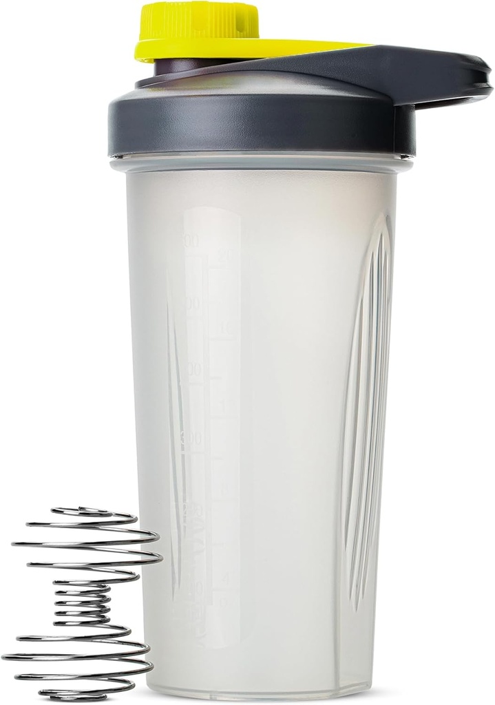 Bay Pen- Shaker Şişeler Protein Mixes with Twist Cap, 28 oz, Gray/Yellow, Protein Shaker Şişe Wiresk Ball ile
