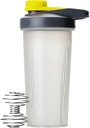 Bay Pen- Shaker Şişeler Protein Mixes with Twist Cap, 28 oz, Gray/Yellow, Protein Shaker Şişe Wiresk Ball ile