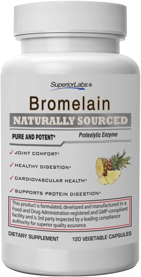 Üstün Laboratuvarlar Bromelain 500 mg - 2400 GDU/Gram Non-GMO Pineapple Enzyme, Plant-Based Digestive Support, Ortak Konfor ve Doku Sağlığını Destekleyin - 120 Veg Caps