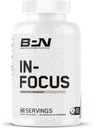 BARE PERFORMANCE NUTRITION BPN in-Focus Brain Supplement for Memory & Focus Caffeine Pills, L Tyrosine per Service + Alpha GPC, 40 Hizmet, Gluten Free + Vegan