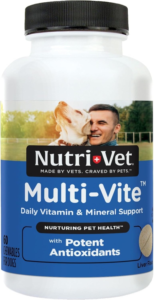 Nutri-Vet Multi-Vite Chewables for Adult Dogs, Daily Dog Vitamins & Minerals, Supports Balanced Diet, Pet Multivitamin, Supports Joint, Immune, and Cardiovascular Health in Canines, 60 Count