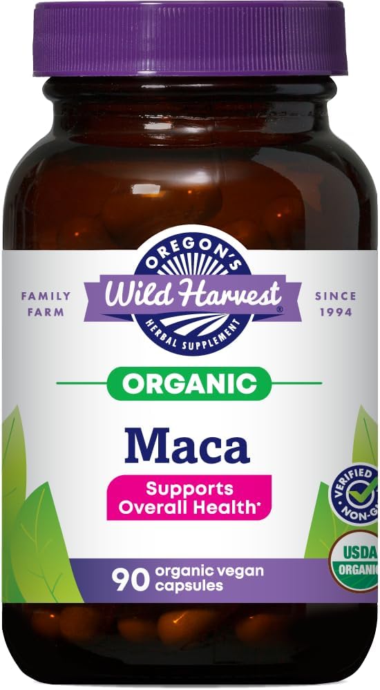 Άγρια Ρίζα Μακά (Maca Root) του Όρεγκον, κατασκευασμένη με Βιολογικές Ακατέργαστες Ρίζες Μακά και Κάψουλες Vegan, 90 μέτρα