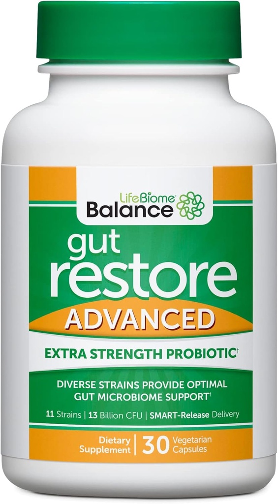 Dr. Drew Sinatra'nın LifeBiome Gut, Fermented Botanicals, 11 Multi Strains, 30 Once-Daily Capsules, Vegetarian, Soy-, Süt- ve Gluten Free