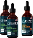 E2H: Chlorophyll Liquid Drops (2 Pack - 4 Fl Oz) ve Sıvı Turmeric Curcumin (Tek Şişe - 2 Fl Oz) | Vegan, Non-GMO - (6 Fl Oz Total) - Sche