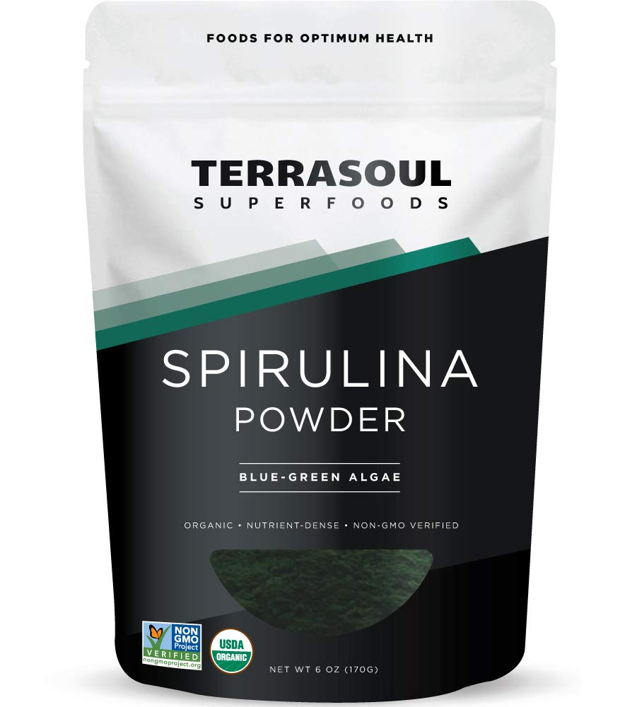 Terrasoul Superfoods Organik Spirulina Toz, 6 Oz, Vegan Protein, Yeşil Superfood, Dixirs ve Immune Support