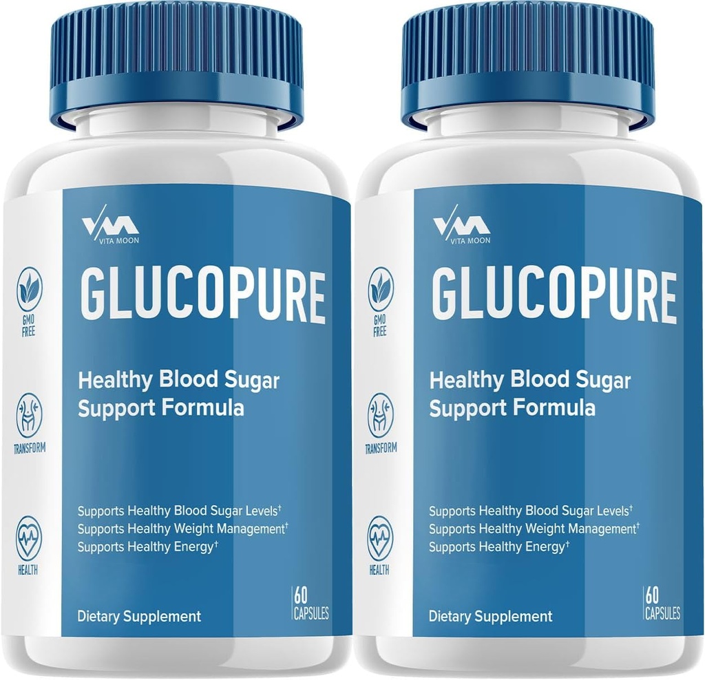 (2 Pack) Gluco Pure Sağlıklı Vitamin Desteği Supplement - Gelişmiş Formula Gluco Pure, GlucoPure maksimum Güçlü Yorumlar, 120 Capsules