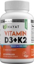 HAYAT Βιταμίνες Vegan Vitamin D3+K2 (5000 IU + 100 MCG), Συμπλήρωμα διατροφής για τα οστά, τα δόντια, τους μυς και το ανοσοποιητικό υγεία υποστήριξη, 2 μήνες προμήθεια, Certified Hanal, 60 κάψουλες, Made in The USA