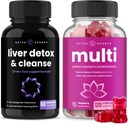 NutraChamps Liver Cleanse Detox Capsules and (2-Pack) Women's Multivitamin Gummies Bundle