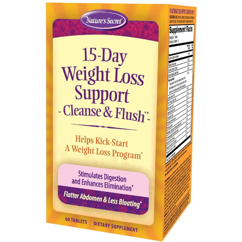 Nature's Secret 15Day Kilo Kayıp Destek & Doğal Enerji Boost - Cleanse & Flush Stimulates Digestion, Supports Toxin Elimination & Reduced Bloating with Herbs & Probiyotiks - 60 Tabletler