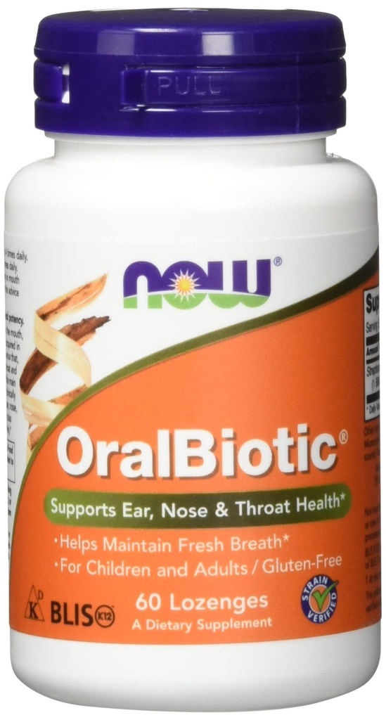 Şimdi Gıdalar OralBiotic, Yetişkinler ve Çocuklar için Geliştirildi, Strain Onaylandı, 60 Lozenges