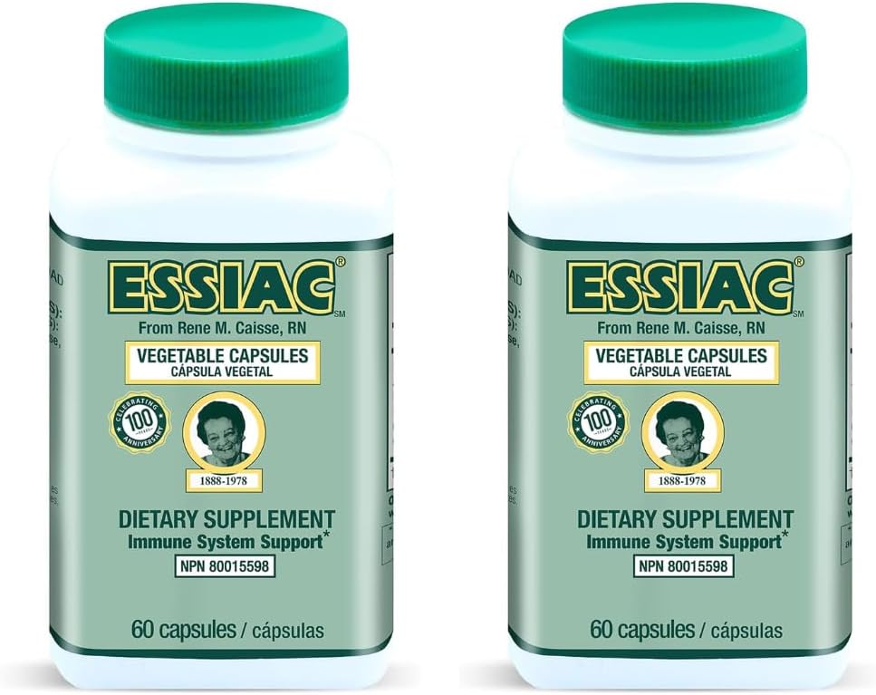 Essiac Tea All-Doğal Herbal Extract Capsules – 60 Capsules | Güçlü Antioksit Plastik Genel Sağlık & Well-Being | Original Formula 1922 (Pack of 2)