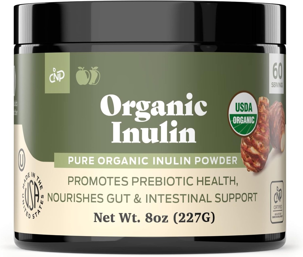 Natural Products Pure Organic Inulin Toz 8oz & Digestive Enzymes 100 Capsules Sche