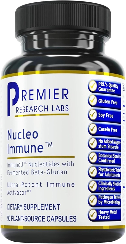 Premier Research Labs Nucleo Immune - Beta Glucan Supplements, Beta Glucans, Phytokimyalar, Prickly Pear, Fiber, Immune Support - 90 Capsules