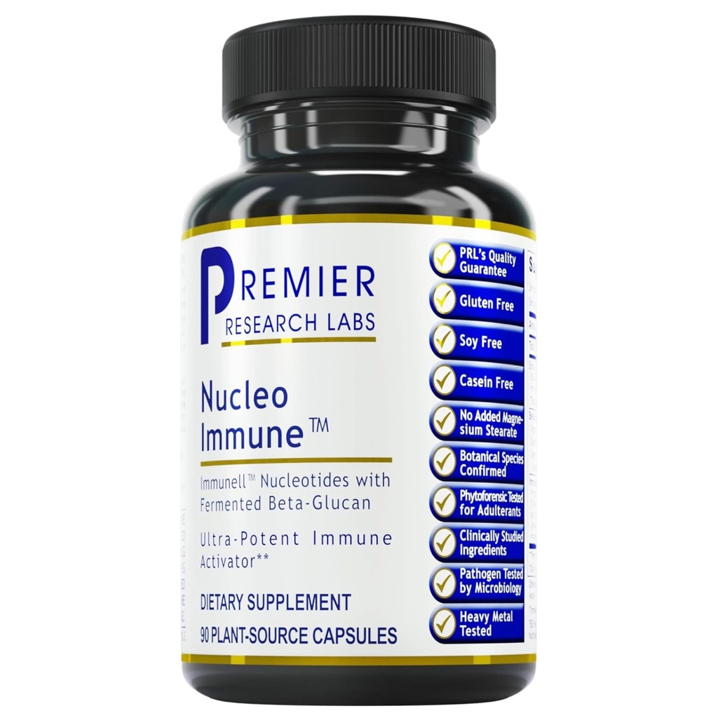 Premier Research Labs Nucleo Immune - Beta Glucan Supplements, Beta Glucans, Phytokimyalar, Prickly Pear, Fiber, Immune Support - 90 Capsules