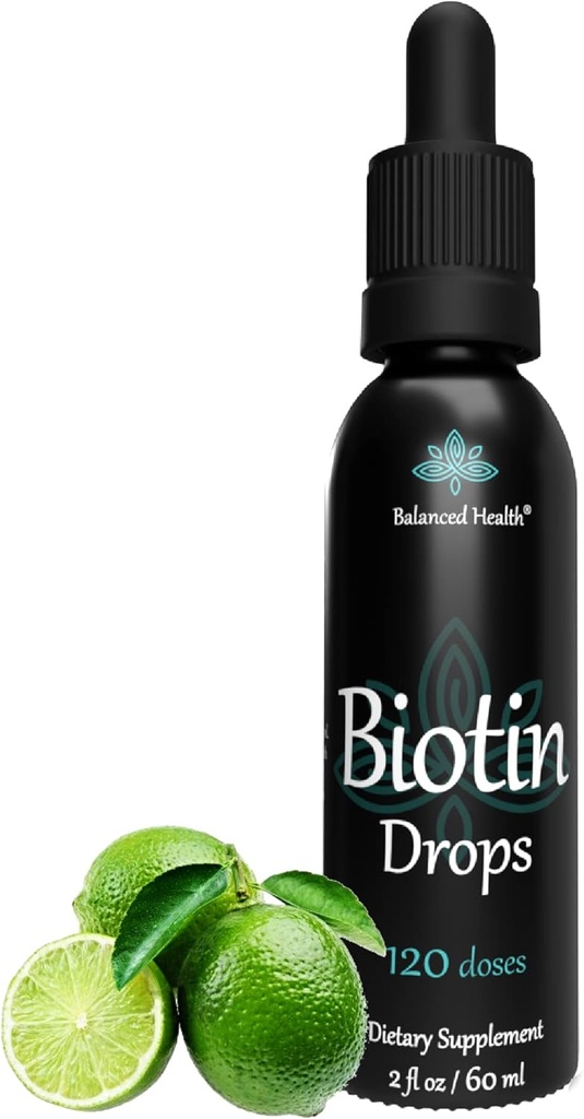 Biotin Drops - 120 Hizmet, 2oz, Lemon Flavor, Sağlıklı Saç Cilt ve Çiçeği Geliştirmek