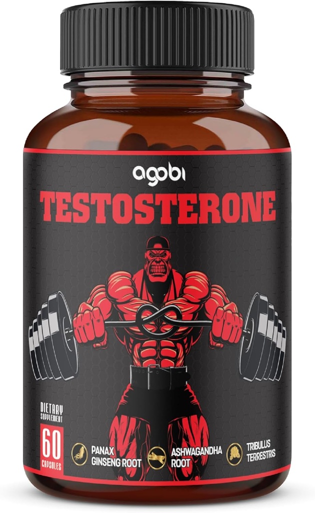 agobi Testosterone συμπλήρωμα για άνδρες - 11 βότανα - Ashwagandha, Tribulus, Ginseng & More - 60 κάψουλες για 1 μήνα