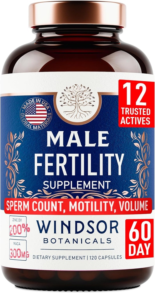 Male Fertility Supplement with Maca Root - Mens Health Conception Fertility Prenatal Vitamins Plus Natural Extracts - Prenatal Fertility Supplements for Men - 3rd Party Tested - 120 Capsules, 2 Month