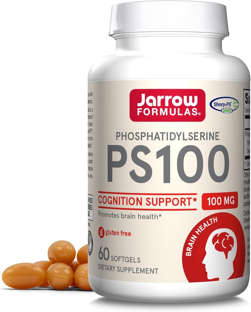 Jarrow Formulas PS100 Phosphatidylserine 100 mg, Brain Health ve Cognition Support için Diyet Supplement, 60 Softgels, 20-60 Day Supply