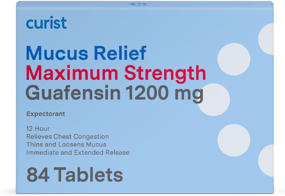 Curist Guaifenesin Mucus Relief 1200 mg maksimum Güçlü OTC - 84 Kont Genişletilmiş Yayın Tabletleri - Mucus Clear Congestion (84 Tablet Kont Bulk Pack)