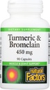 Doğal Faktörler, Turmeric & Bromelain 450 mg, Kas ve Ortak Destek, 90 Capsules